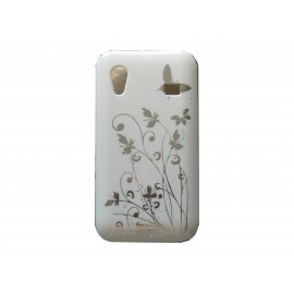 Coque pour Samsung S5830 Galaxy Ace blanche papillons fleurs argents + film protection écran offert