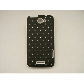 Coque HTC one X mate noire strass diamants + film protection écran offert