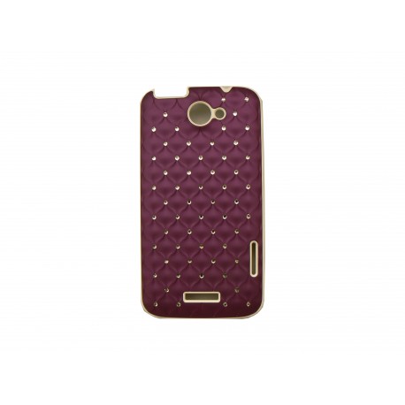 Coque HTC one X mate violette strass diamants + film protection écran offert