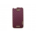 Coque HTC one X mate violette strass diamants + film protection écran offert