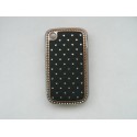 Coque Blackberry 8520 curve noire strass diamants + film protection ecran offert