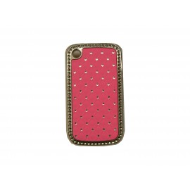 Coque Blackberry 8520 curve rose strass diamants + film protection ecran offert