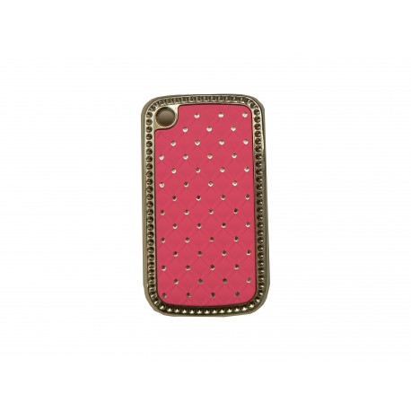 Coque Blackberry 8520 curve rose strass diamants + film protection ecran offert