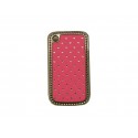 Coque Blackberry 8520 curve rose strass diamants + film protection ecran offert