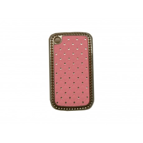 Coque Blackberry 8520 curve rose clair strass diamants + film protection ecran offert