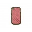 Coque Blackberry 8520 curve rose clair strass diamants + film protection ecran offert