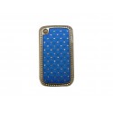 Coque Blackberry 8520 curve bleue strass diamants + film protection ecran offert