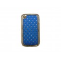 Coque Blackberry 8520 curve bleue strass diamants + film protection ecran offert