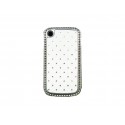 Coque Blackberry 8520 curve blanche strass diamants + film protection ecran offert