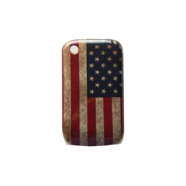 Coque pour Blackberry 8520 Curve drapeau Etats-Unis/USA vintage   + film protection ecran offert