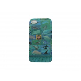 Coque pour Iphone 4 bleue dauphin + film protection écran