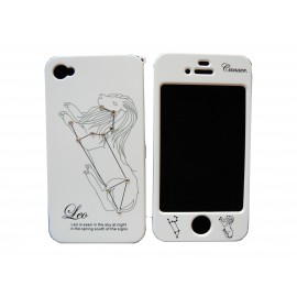 Coque integrale signe zodiaque lion strass diamants pour Iphone 4 + film protection ecran