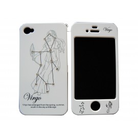 Coque integrale signe zodiaque vierge strass diamants pour Iphone 4 + film protection ecran