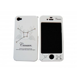 Coque integrale signe zodiaque cancer strass diamants pour Iphone 4 + film protection ecran