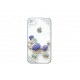 Coque brillante motif caniche bleu strass diamants et couleurs pour Iphone 4 + film protection ecran