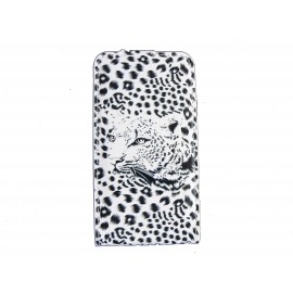 Pochette pour Samsung I9100 Galaxy S2 en simili-cuir motif léopard blanc noir + film protectoin écran 