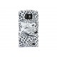 Pochette pour Samsung I9100 Galaxy S2 en simili-cuir motif léopard blanc noir + film protectoin écran 