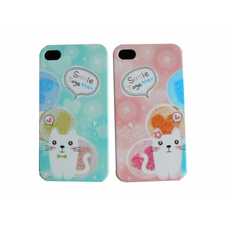 2 Coques pour Iphone 4 motif chat + film protection écran