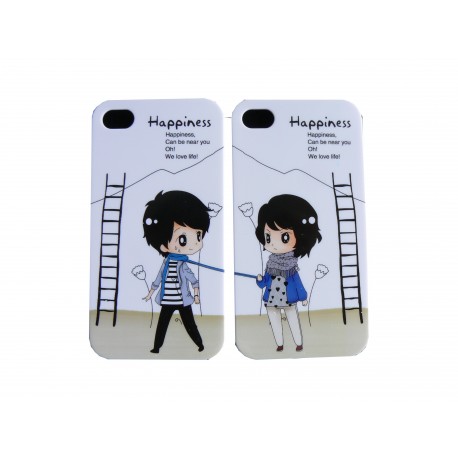 2 Coques pour Iphone 4 "Happiness" + film protection écran