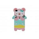 Coque pour Iphone 4 silicone ourson rose nud bleu  + film protection écran