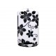 Coque pour Blackberry Curve 9350/9360/9370 blanche fleurs noires + film protection écran offert