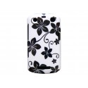 Coque pour Blackberry Curve 9350/9360/9370 blanche fleurs noires + film protection écran offert