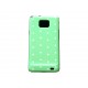 Coque rigide brillante pour Samsung I9100 Galaxy S2 verte à pois blancs + film protection ecran offert