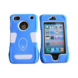 Coque pour Iphone 4 rigide intégrale bleue incassable + film protection écran offert