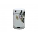 Coque rigide brillante beige motif fleur pour Blackberry 9900/9930 Bold Touch + film protection ecran offert