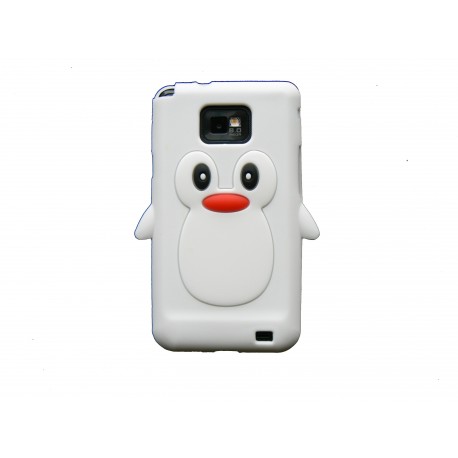 Coque silicone  motif pingouin blanc pour  Samsung I9100 Galaxy S2 + film protection écran offert