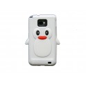 Coque silicone  motif pingouin blanc pour  Samsung I9100 Galaxy S2 + film protection écran offert
