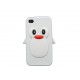 Coque pour Iphone 4 en silicone blanche motif pingouin + film protection écran offert