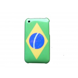 Coque rigide drapeau Brésil pour Iphone 3  + film protection écran offert