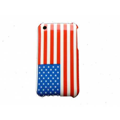 Coque rigide drapeau Etats-unis/USA pour Iphone 3  + film protection écran offert