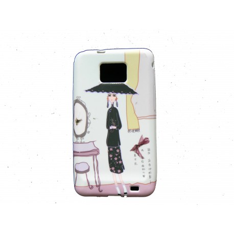 Coque pour Samsung I9100 Galaxy S2 silicone dame miroir + film protection écran offert