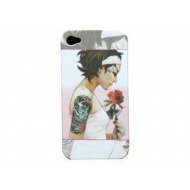 Coque pour Iphone 4 Manga 10 dame fleur rose+ film protection écran
