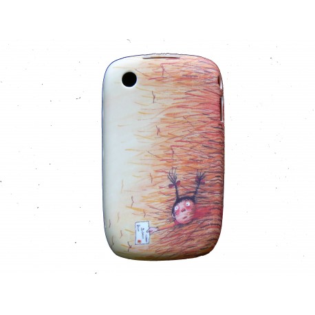 Coque pour Blackberry 8520 curve silicone/gel beige petite fille enveloppe + film protection ecran offert