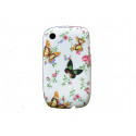 Coque silicone/gel blanche papillons pour Blackberry 8520 curve+ film protection ecran offert