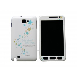 Coque intégrale pour Samsung Galaxy Note I9220/N7000 étoiles bleues+ film protection écran offert