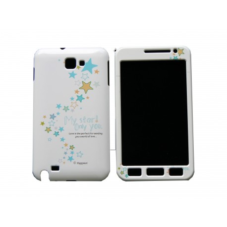 Coque intégrale pour Samsung Galaxy Note I9220/N7000 étoiles bleues+ film protection écran offert