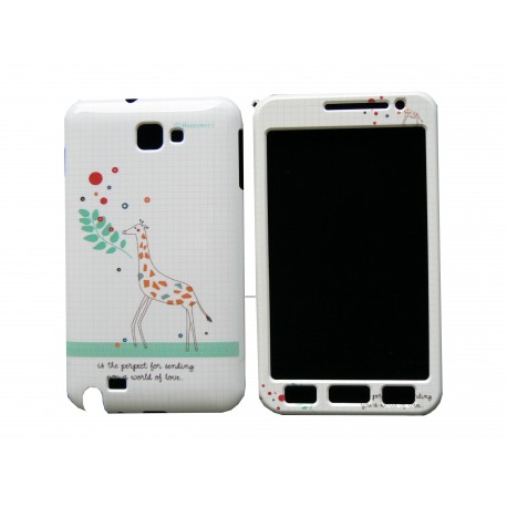 Coque intégrale blanche pour Samsung Galaxy Note I9220/N7000 girafe+ film protection écran offert