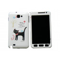 Coque intégrale blanche pour Samsung Galaxy Note I9220/N7000 chat noir+ film protection écran offert