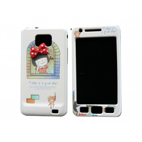 Coque intégrale pour Samsung I9100 Galaxy S2 petite fille fenêtre + film protection écran offert