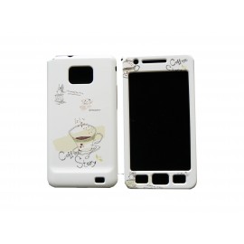 Coque intégrale pour Samsung I9100 Galaxy S2 blanche tasse à café + film protection écran offert