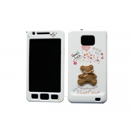 Coque intégrale pour Samsung I9100 Galaxy S2 ourson marron + film protection écran offert