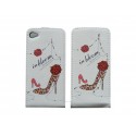 Pochette pour Iphone 4 en simili-cuir chaussure rouge et strass + film protection écran 