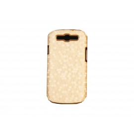 Coque pour Samsung I9300 Galaxy S3 beige pourtour or + film protection écran offert