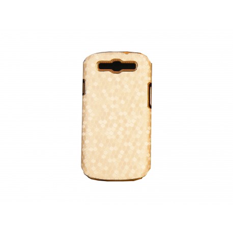 Coque pour Samsung I9300 Galaxy S3 beige pourtour or + film protection écran offert