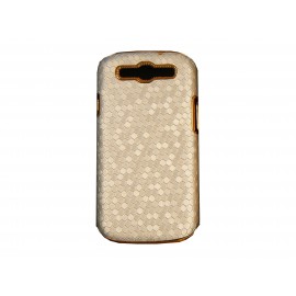 Coque pour Samsung I9300 Galaxy S3 argent pourtour or + film protection écran offert