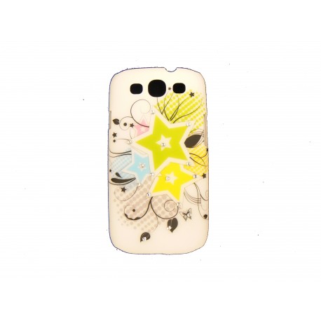 Coque pour Samsung I9300 Galaxy S3 étoile jaune et strass diamants  + film protection écran offert